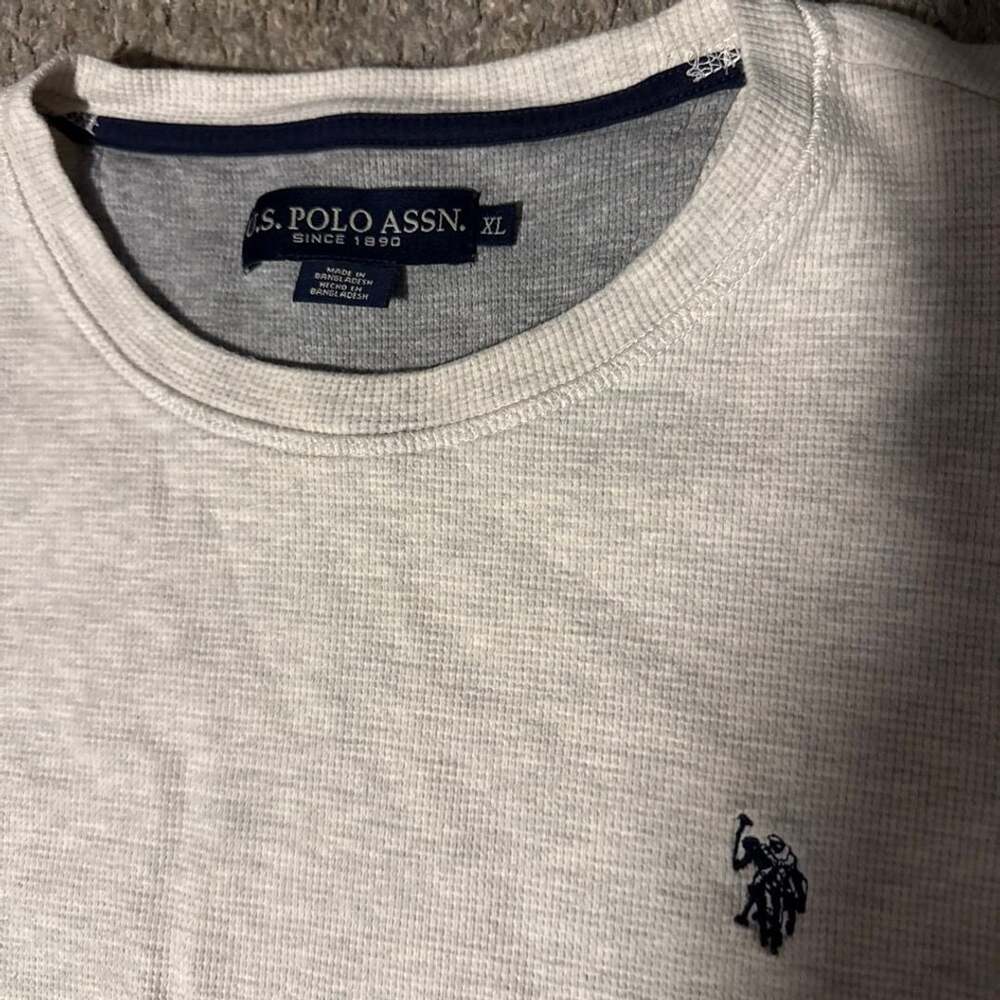 U.S. Polo Assn. Thermal Long Sleeve Size XL Gray Waffle Knit